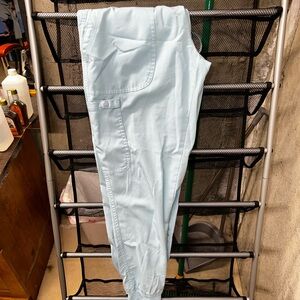 Small light blue jogger scrub pants